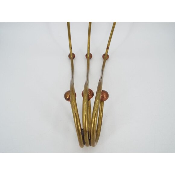 Pair of Vintage MCM 3-Arm Brass and Copper Modernist Candelabras - Picture 14 of 16